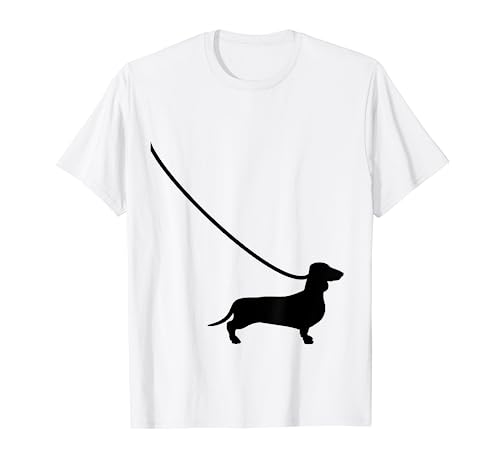 Dachshund en una correa de pelo corto Doxie salchicha perro mamá papá Camiseta