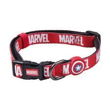 Collar Premium Perros de Marvel - Color Negro, Rojo y Blanco - Talla XS-S - Cierre Rápido de Click - Detalles en 3D - Collar de Perro Elaborado en Poliéster - Producto Original Diseñado en España