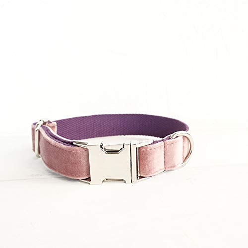 Gulunmun Collares de Perro Hechos a Mano, Suaves y cómodos para Mascotas, Ajustables   con Hebilla de Metal   Collar de Lujo para Perros pequeños, medianos y Grandes, Purple, S