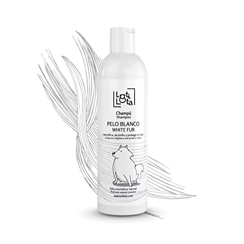 LOTI LOTA Champú Perros Pelo Blanco 500 ml - Intensificador del Color - Brillo y Limpieza - pH Adaptado - Apto Uso frecuente