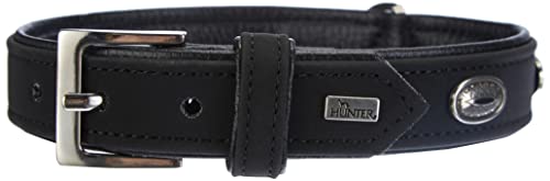 HUNTER Softie Stone - Collar para Perro de Piel sintética con Aplicaciones de Cuidado fácil, 50 (S-M), Color Negro