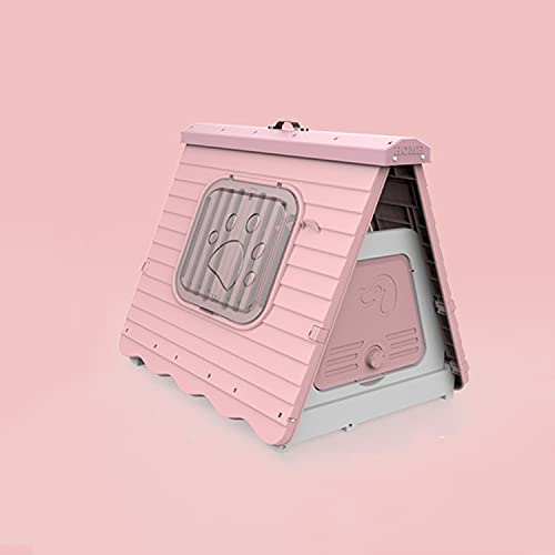 JYCCH Casa de Perro de plástico Plegable Exterior, Perrera Impermeable para Mascotas, casa para Perros y Gatos para Uso en Interiores al Aire Libre, Rosa (Rosa)