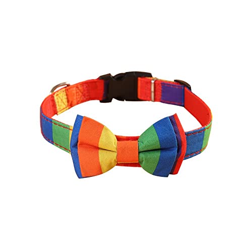 1 collar de perro con pajarita ajustable arco iris pajarita collar de perro perros gatos collares de mascotas para gatos cachorros perros pequeños medianos y grandes