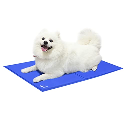 himaly Cama Fria para Perros Tapete de Enfriamiento para Perros y Gatos Manta Refrigerante Perro Flexible y PortáTil Adecuado para su Uso en Casa o al Aire Libre (50 * 65cm, Azul)