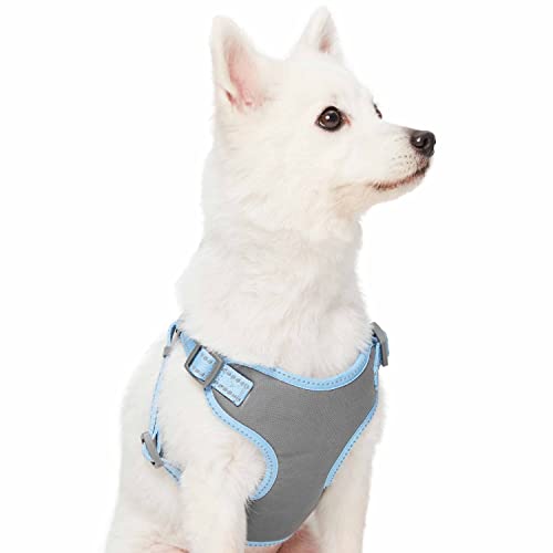 Amazon Brand - Umi Pastel - Arnés Tipo Chaleco para Perros Reflectante L, Contorno del Pecho 74-98 cm, arneses Ajustables para Perros (Azul bebé)