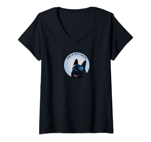 Mujer Perro Policía Militar Correo Electrónico CAC/PIV Camiseta Cuello V