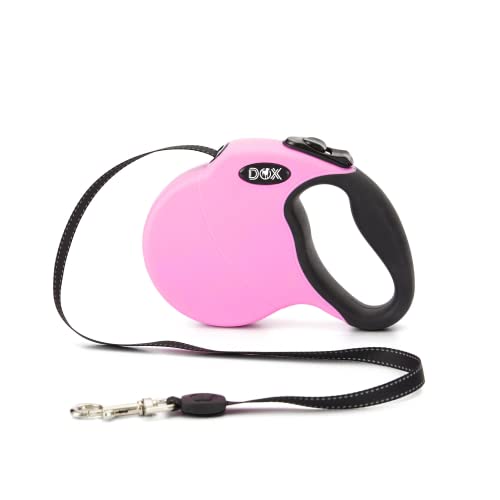 DDOXX Correa Perro Enrollable Reflectante Tamaños de Correas para Perros |Perros Pequeños y Grandes | Correa Perro Extensible | Accesorios para Perros | Rosa S | 4m | hasta 10 kg