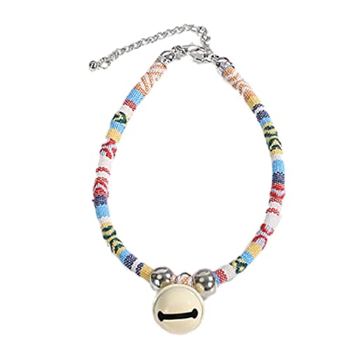 farfi Collar de gato estilo étnico de vestir ajustable para mascotas gatos perros collares con campana accesorios para mascotas collar para fiesta