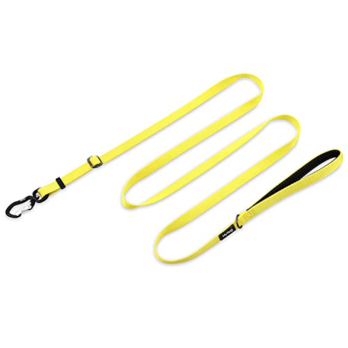 Correa de longitud ajustable con nylon duradero y manija forrada de neopreno súper suave para perros Uso diario para caminar y entrenamiento profesional (Ajustable Pequeño S, Amarillo Iluminado)