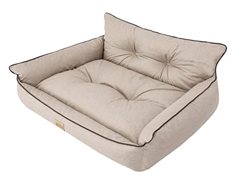 Cama para perros, cama para mascotas, cama acolchada para perros, cojín para perros, cama para perros, cama para animales, sofá para perros, colchón beige, piedras ecológicas, XXXL – 132 x 106 cm