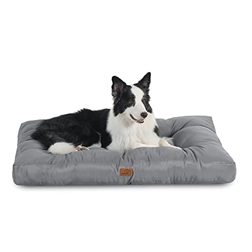 Bedsure Cama Perro Impermeable Grande - 91x68x10 cm Colchón Perro Lavable, Cojín Perro Antipelo y Suave, Gris, L