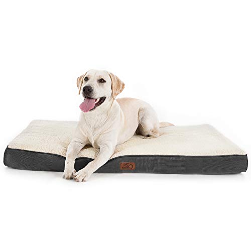 Bedsure Cama Perro Extra Grande Ortopédica - Colchón Perro Lavable XL, Desenfundable con Espuma De Caja De Huevos, 112x81x7.6 cm, Gris