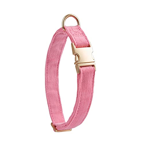 YUDOTE Collar de perro ultra suave de pana de algodón natural hecho para perros grandes con piel sensible, rosa