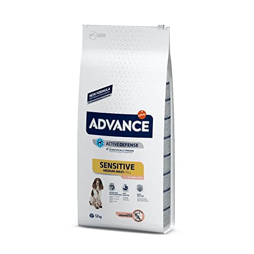 Advance Medium Maxi Sensitive Salmon, Pienso para Perros de Razas Medianas y Grandes con Sensibilidades Digestivas con Salmón, 12kg