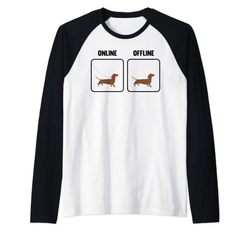 Soporte para perros en línea, regalo para perro salchicha, correa para perro Camiseta Manga Raglan