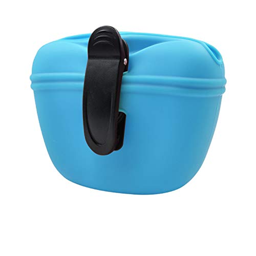 Marca Amazon - Bolsa de Silicona para Perros UMI con Clip - Contenedor de Comida portátil para Perros para Entrenamiento - Cierre magnético - Silicona de Grado alimenticio - Azul Cielo