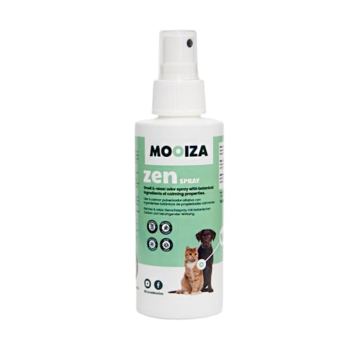 MOOIZA Zen Spray Tranquilizante para Perros y Gatos - Pulverizador olfativo Relajante - Calmante para Perros o Gatos de Uso Diario - Ideal para Viajes, entornos nuevos y Descanso Habitual