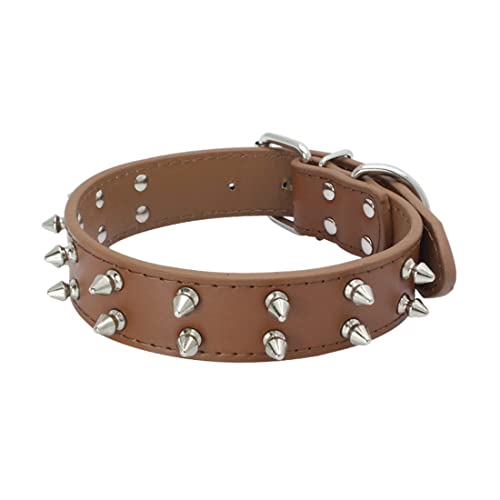 FUNAT Collar para Mascotas de Doble Hilera con Tachuelas, Collar de Remache para Perros Medianos y Grandes, Collar de Perro de PU, Cadena para Perros