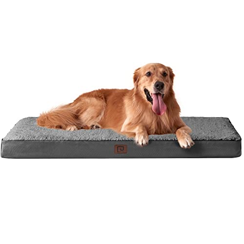 EHEYCIGA Cama Perro Grande Ortopédica, Colchon Perro Lavable a Máquina, Colchoneta Perro de Desenfundable con Espuma De Caja De Huevos, Gris, 112x81x7.5 cm