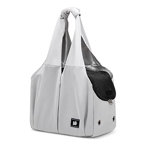 ALLSOPETS Bolso para Perros Pequeños Cachorros Bolso Transporte Perro Gatos Bandolera con Correa de Seguridad Mascotas Mochila Porta Bolsas para Menos de 6kg Animal Pequeño Gris