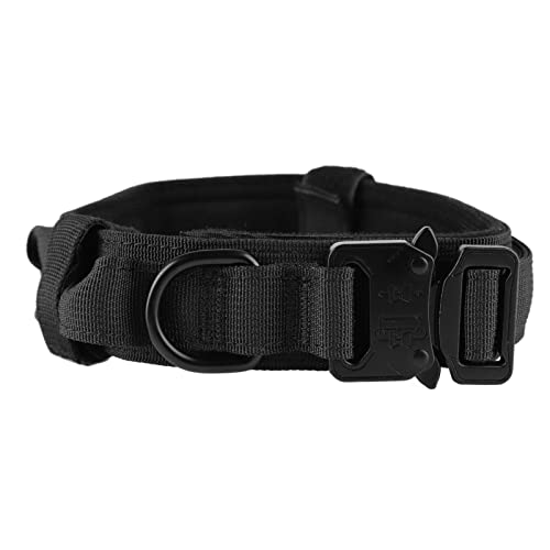 Collar de Perro, Correa de Repuesto de Collar de Perro de Entrenamiento Militar de Nailon Ajustable con Asa de Control y Hebilla de Metal para Perros Pequeños, Medianos y Grandes