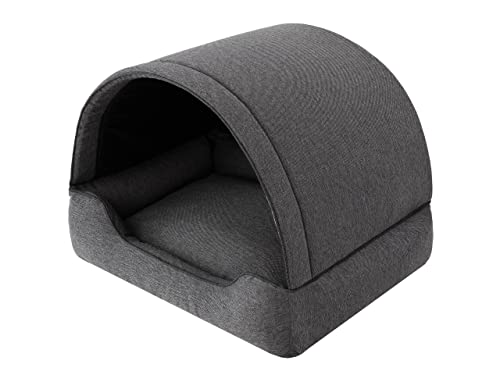 PillowPrim Cama para perros, casa de tela, cueva para gatos, caseta para perros, canasta para perros, tumbona, para dormir, muebles para animales, sofá para perros, antracita, XL: 82 x 58 cm