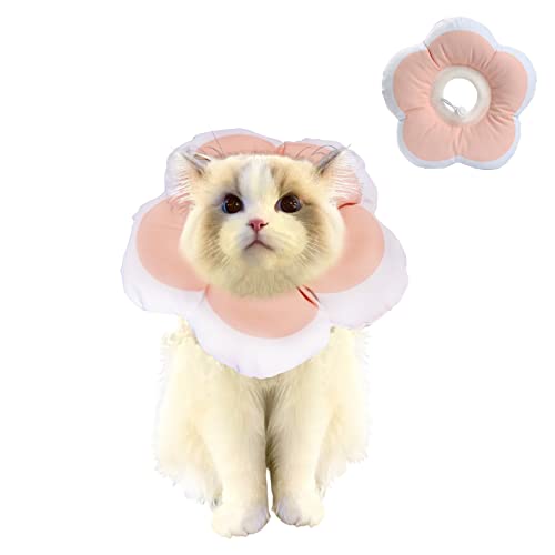 ZIVUYTAQ Collar de cono de gatos, collar de recuperación de gatos, cono ajustable de flores, collar isabelino suave para gatitos y perros pequeños, deja de lamer después de la cirugía (Y1002-02-XS)