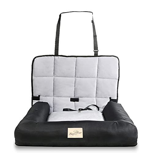 BingoPaw Cama Perro Coche Asiento:Transportin Protector Silla Cubre Asiento Coche Impermeable Antideslizante para Mascotas Perro Pequeño Mediano Gato Tipo Cuna Acolchada con Funda Lavable S