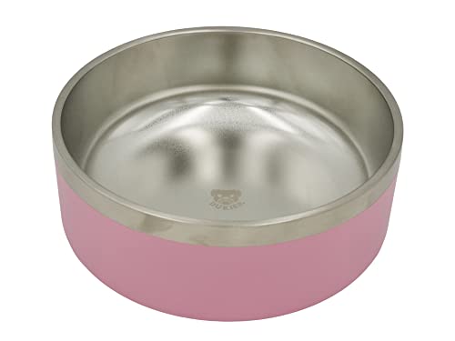 DUKIER - Comedero para Perros, Accesorio Mascotas, de Acero Inoxidable y con Base Antideslizante, Cuenco para Comida de Color Rosa, Tamaño Único (18,5-6,8 cm), Apto para Lavavajillas