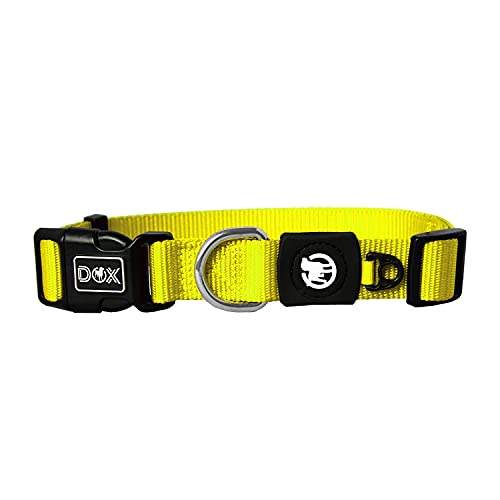 DDOXX Collar Perro Nylon, Ajustable | Muchos Colores & Tamaños | para Perros Pequeño, Mediano y Grande | Collares Accesorios Gato Cachorro | Amarillo, S