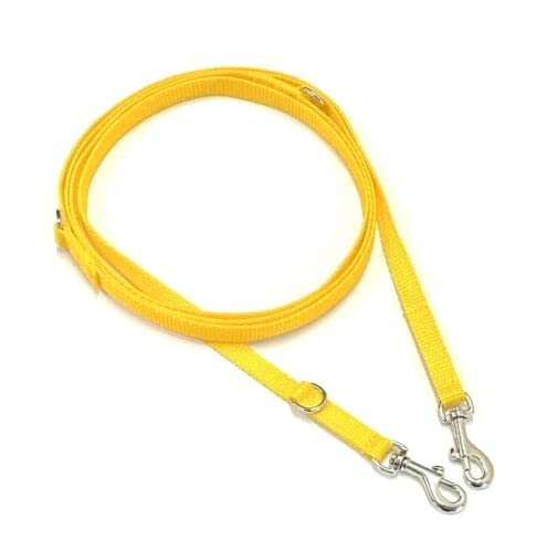 Correa de entrenamiento para perros de estilo policial, ajustable, multifuncional, en correas de 13 mm (amarillo, 15 pies (4,5 metros))