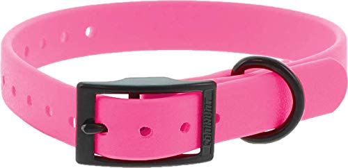 CANIHUNT Collar para perro CTECH con hebilla doble, 6 colores, 2 anchos, 3,8 mm de grosor, material de cloruro de polivinilo, marca francesa (1,9 x 0,4 x 45 cm, rosa)