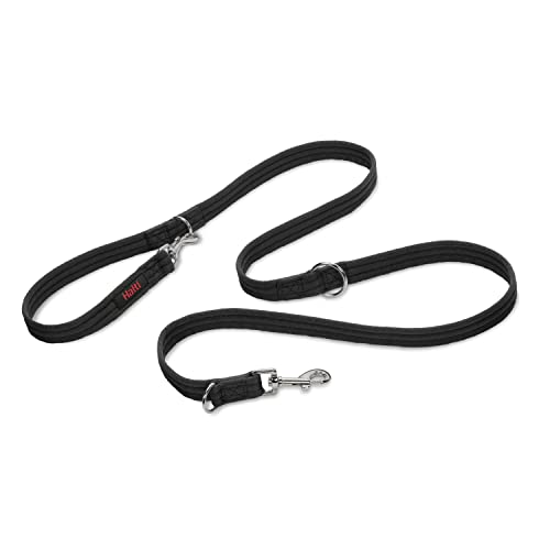 Correa de adiestramiento HALTI - Correa multifunción con doble enganche, ideal para antitirones Entrenamiento canino. Cómoda de sostener. Apta para perros medianos y grandes (Talla L, Negro)