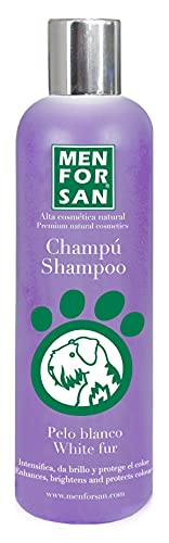 MENFORSAN Champú Perros Pelo Blanco 300ml, quita las antiestéticas manchas grises