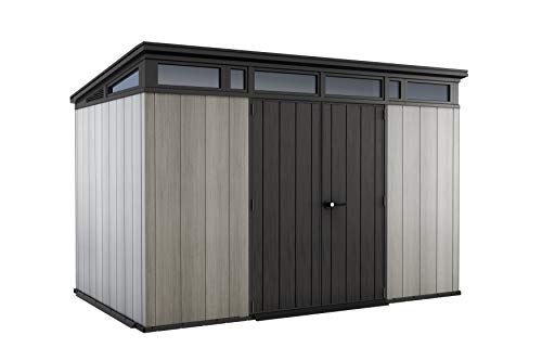 KETER Caseta de Jardin Artisan 11 x 7 Exterior | Resistente a la Intemperie con Suelo, Puertas Dobles y Ventanas | Ideal para Almacenamiento al Aire Libre | 342 x 218 x 226 cm, 13,7 m³, Gris