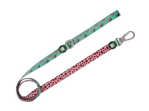 DUKIER - Correa para Perro, Accesorio para Mascotas Extensible, Largo y Resistente, con Mosquetón de Seguridad, de Neopreno, Diseño de Leopard, Talla S