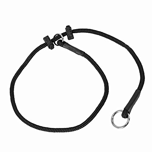 DINGO GEAR Collar de estrangulamiento para perro, hecho a mano de cordón fuerte con 2 limitadores, gargantilla impermeable para entrenamiento K9, IGP, agitación, mordedura, trabajo, obediencia, negro,