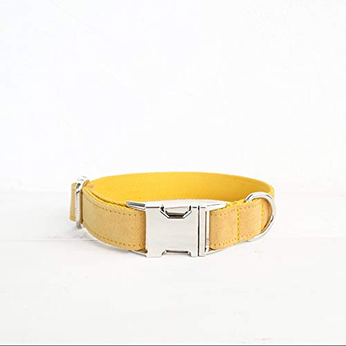 Gulunmun Collares para Perro Hechos a Mano, Suaves y cómodos para Mascotas, Ajustables   con Hebilla de Metal   Collar de Lujo para Perros pequeños medianos Grandes para Mascotas Amarillo, L