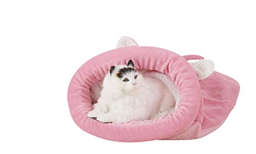 Saco de Dormir para Gatos Bolsa para Mascotas Suave Cálido Lavable Cama de Gato Snuggle Saco de Manta Manta para Gatito Cachorro Pequeños Animales Rosa L