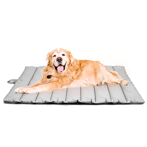 XIAPIA Camas para Perros Impermeable, 110x66cm Colchoneta Almohada para Mascotas, Colchón Manta Perros Coche, Alfombrilla Cojines Lavable Impermeable para Interior y Exterior (Gris Claro)