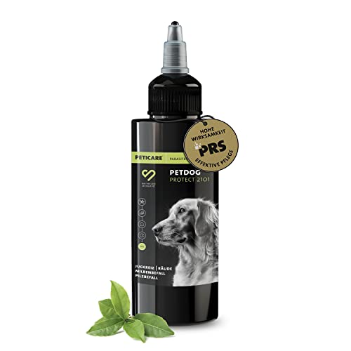 Peticare Perro Tratamiento Eficaz - Producto Cuidado eficaz contra Picor, Hongos y Anti-Ácaros en Perros, Demódex, Ácaros de la Sarna y Otras Especies, Detiene Picazon Fuerte - petDog Protect 2101