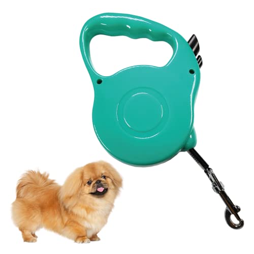 Correa retráctil para perros de 3 metros (S - 12 kg) / 5 metros (M - 20 Kg) resistente a los desgarros, apta para perros de talla pequeña y talla media, nailon antienredos (SMALL - Max 12 kg, verde)