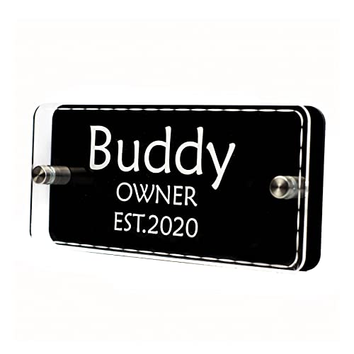 Letrero personalizado para la caseta del perro, placa con el nombre del cachorro - Placa doble