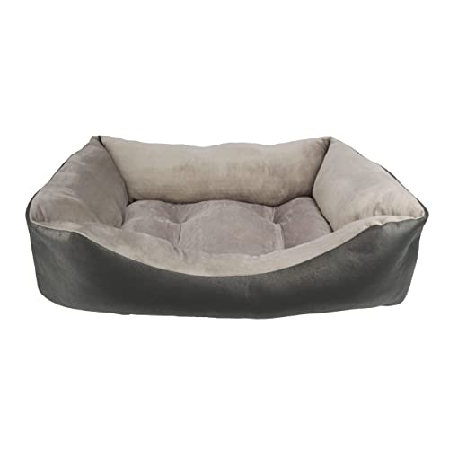 Acomoda Textil - Cama para Perros, Cuna para Mascotas Tapicería y Coralina, Cómoda, Cálida y Mullida. (Mediano(67x55x21), Gris)