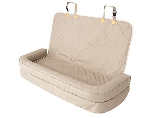 Asiento de Coche para Perros, Manta Trasera para Coche, Caja de Transporte para Gatos, Caja para Perros, arnés para Perros, Cama para Perros, Color Beige Oxford, 133 x 45 cm