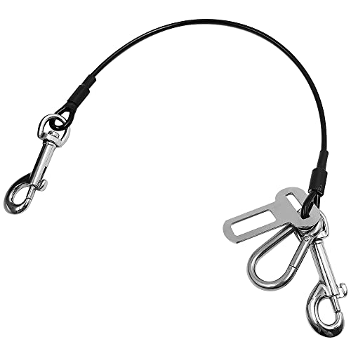 Sonku - Cinturón de seguridad para perros, a prueba de masticar para perros, con cable de acero, para perros pequeños, medianos, grandes y extragrandes, color plateado