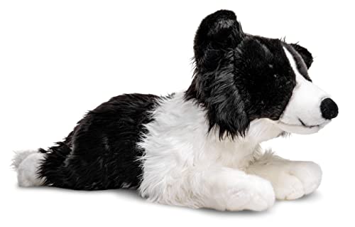 Uni-Toys - Border Collie negro y blanco, tumbado (sin arnés) - 64 cm (longitud) - Perro de peluche, mascota - Peluche de peluche, peluche