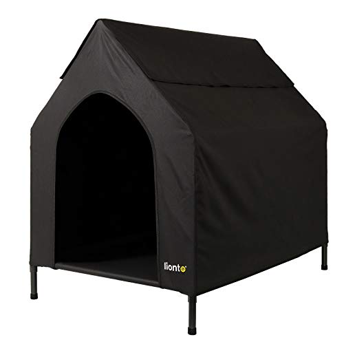 lionto Cama para Perros Cubierta Cama elevada con Techo para Perros, (M) 110x75x105 cm Negro