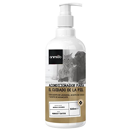 Acondicionador para Perros y Gatos de Pieles Sensibles, 500ml - Suavizante Hipoalergénico con Aceite de Coco y Lavanda, Hidratante y Desenredante para Mascotas con Alergias, Irritación y Nudos