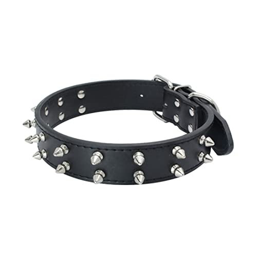 FUNAT Collar para Mascotas de Doble Hilera con Tachuelas, Collar de Remache para Perros Medianos y Grandes, Collar de Perro de PU, Cadena para Perros